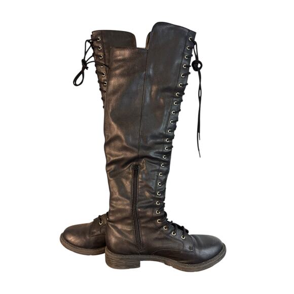 Charlotte Russe Black Faux Leather Over the Knee Lace Up Combat Boots size 6 - Picture 7 of 7